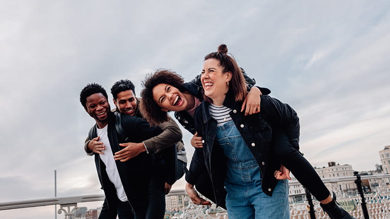 Group of smiling friends