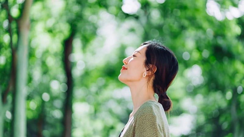 Woman smiling in nature