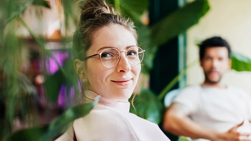 Young woman with glasses
