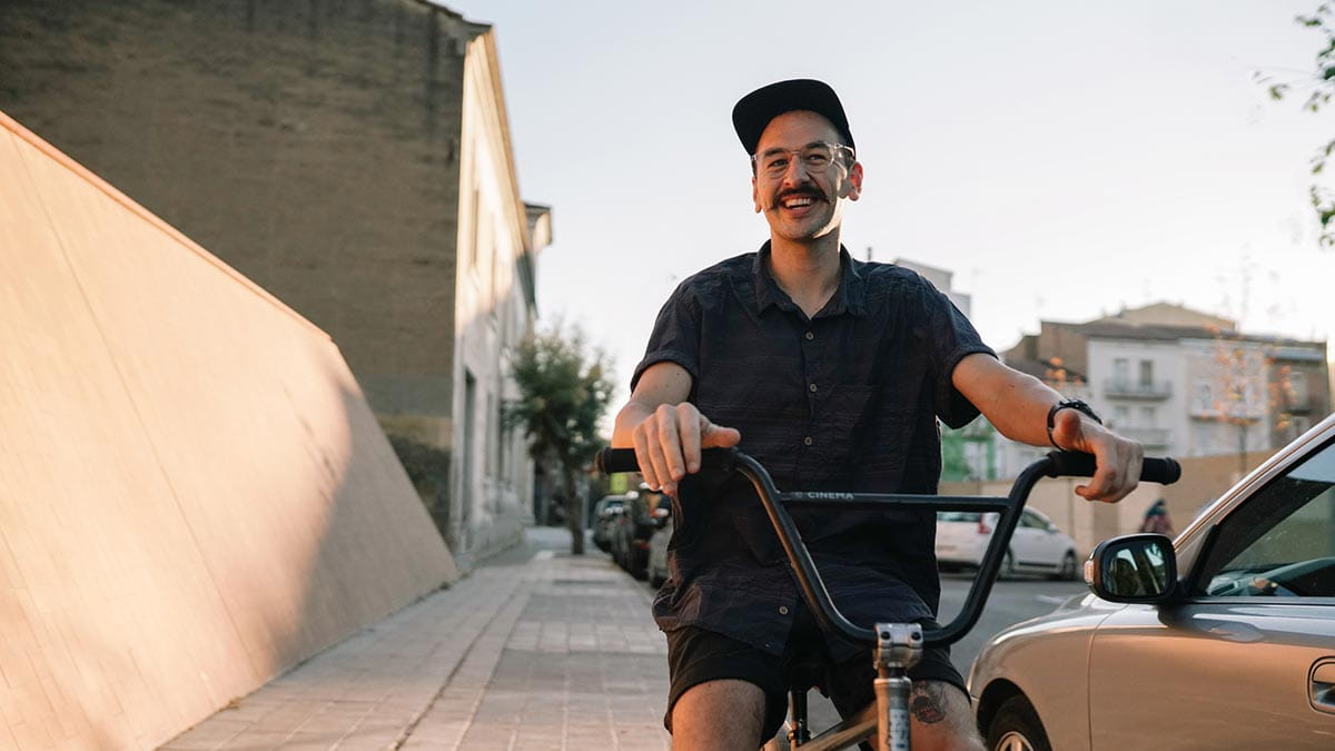 Young man on bike