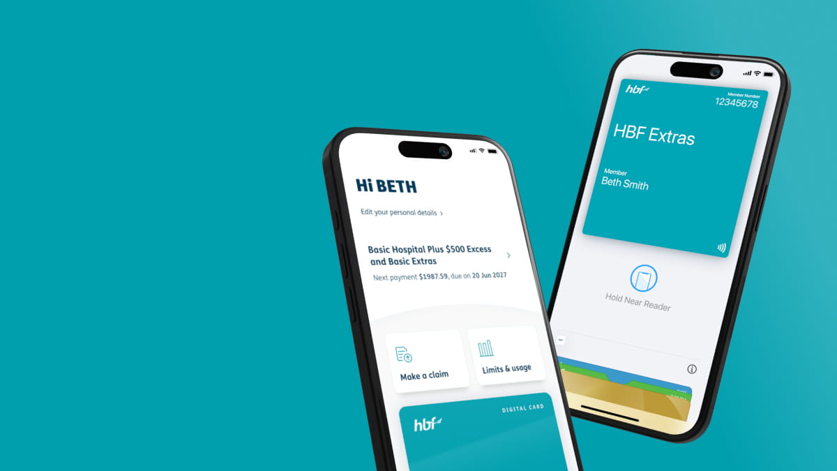 Mobile phones showing HBF app