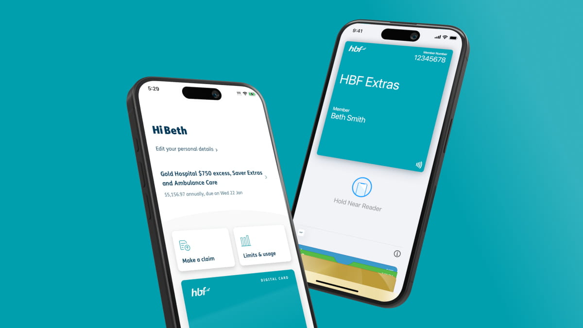 Mobile phones showing HBF app