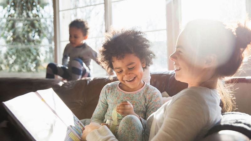 Mother and daughter reading