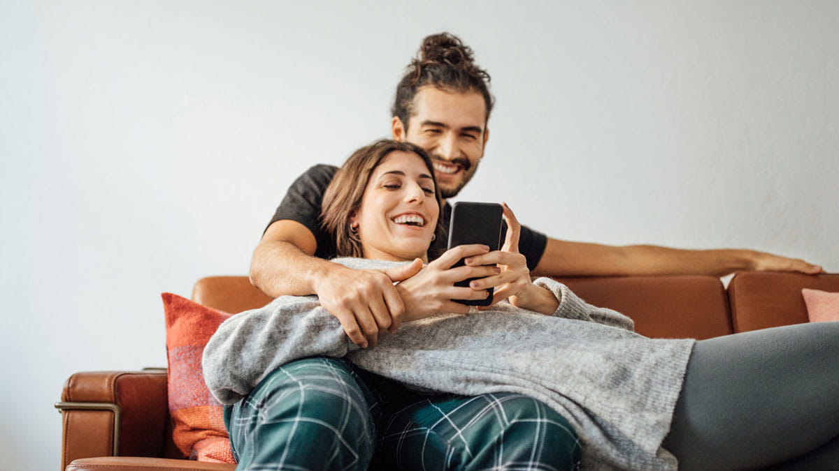 Young couple on couch
