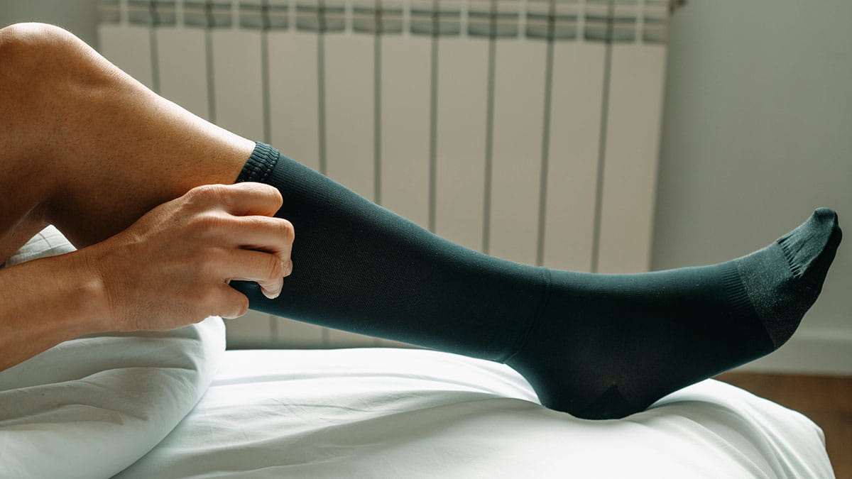 Pulling on a sock