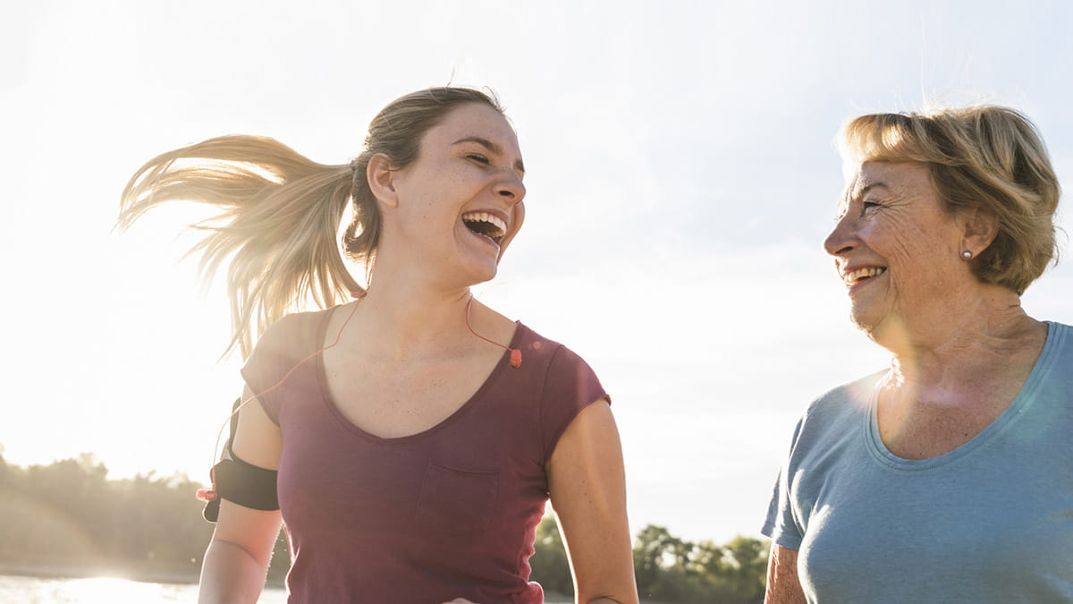 Women running together