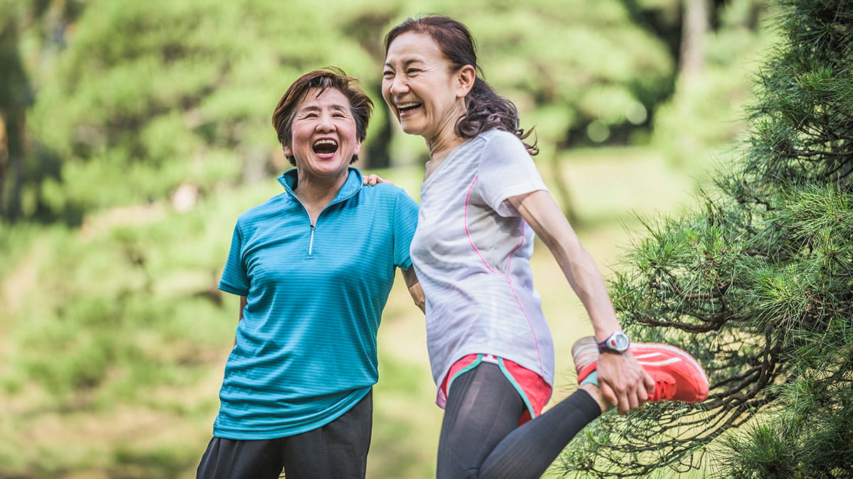 Two women exercising