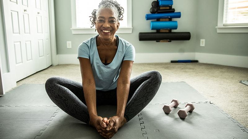 Senior woman stretching