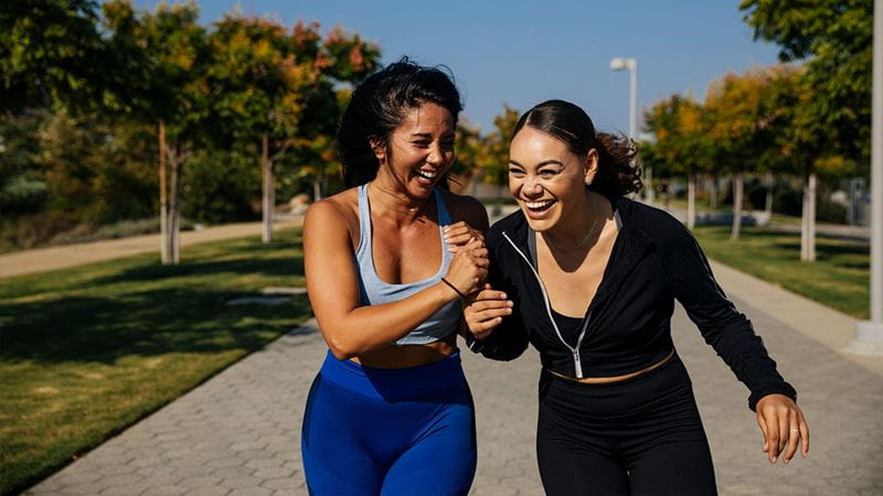 Women completing a run