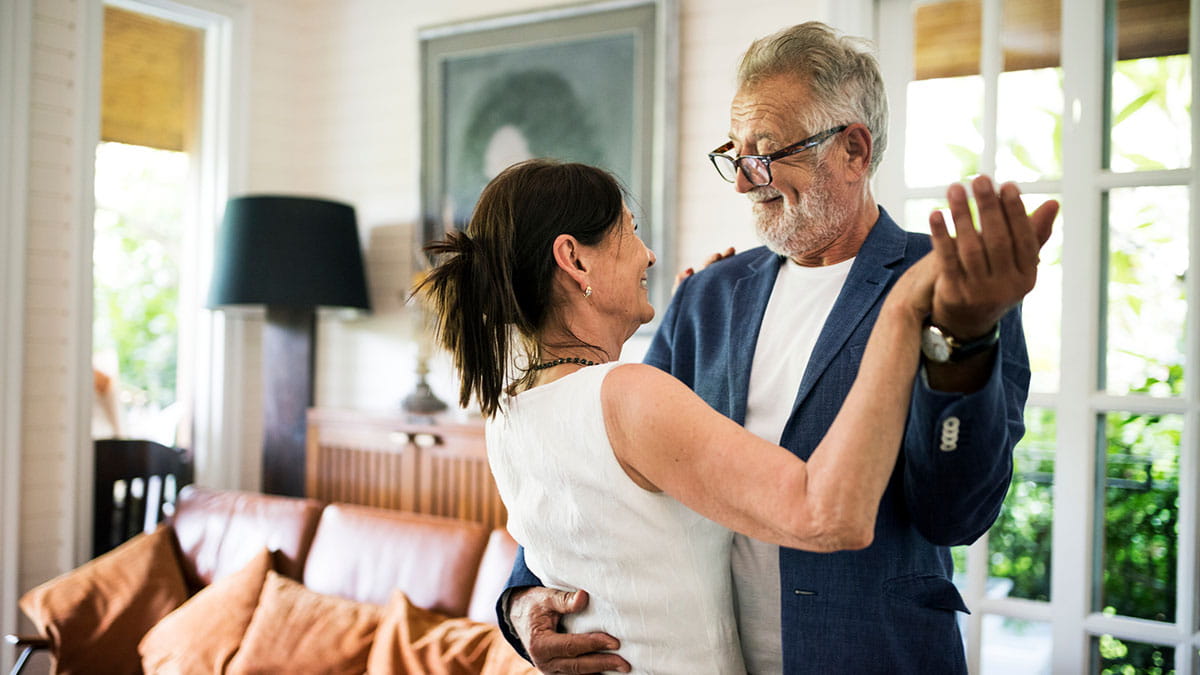 Older couple dancing