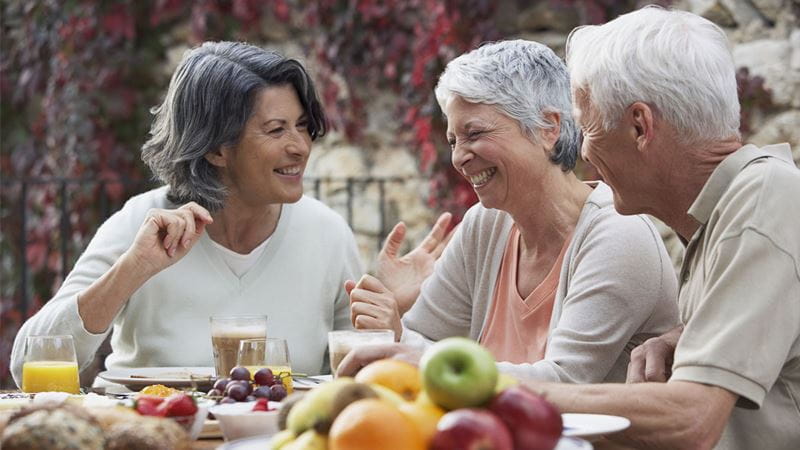 Older couples having lunch