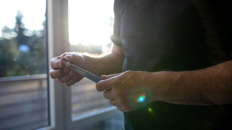 A person holding GPL-1 medication