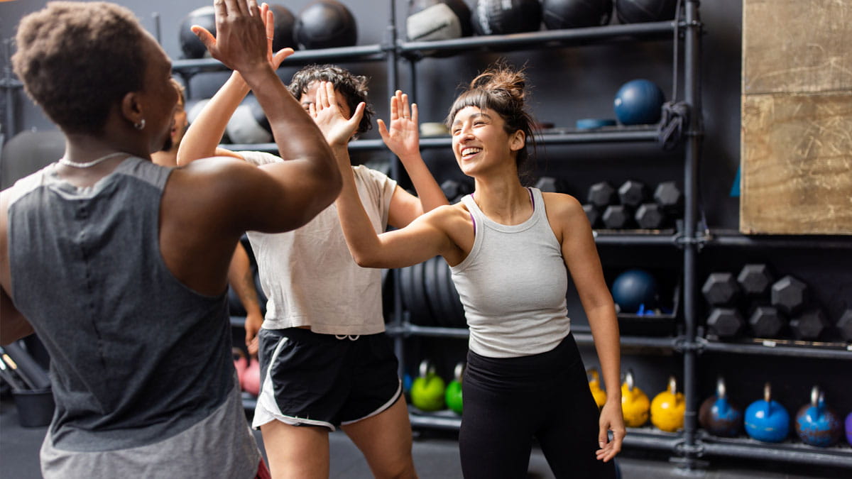 Group of friends training