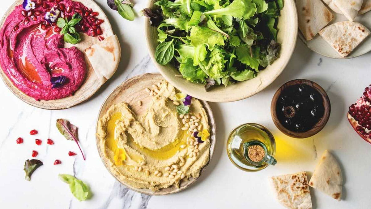 Four dishes of healthy food