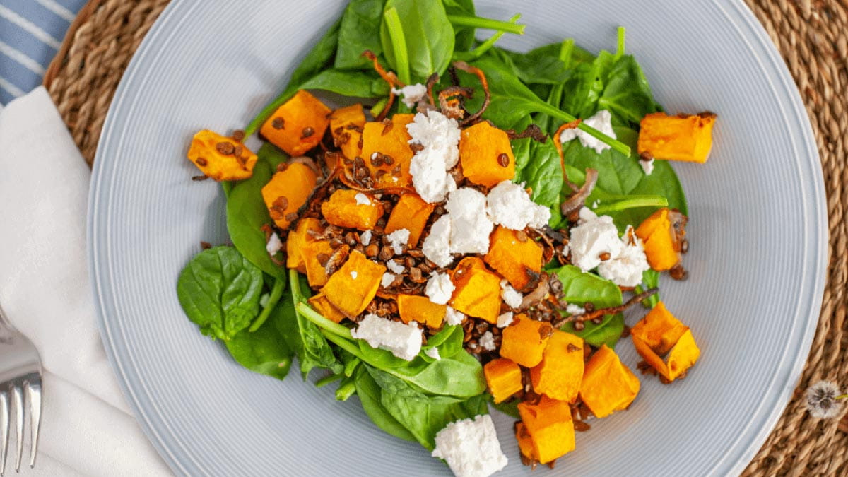 Lentil and pumpkin salad