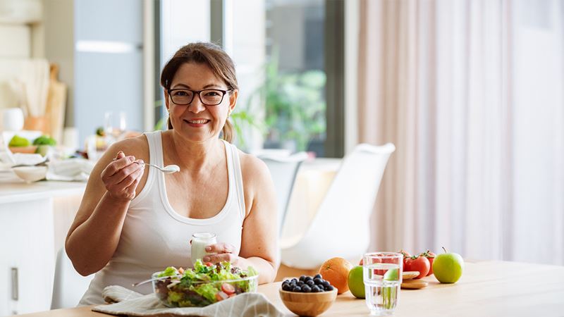Woman eating healthy food