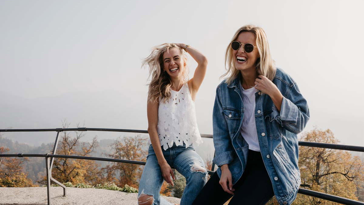 Two women laughing