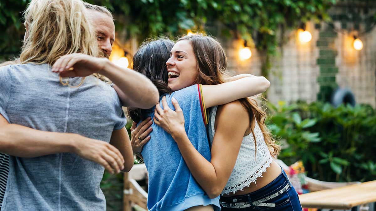 Young people hugging