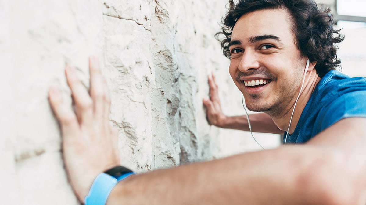 Man rock climbing