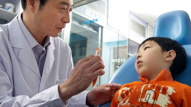 Young child in dentists chair