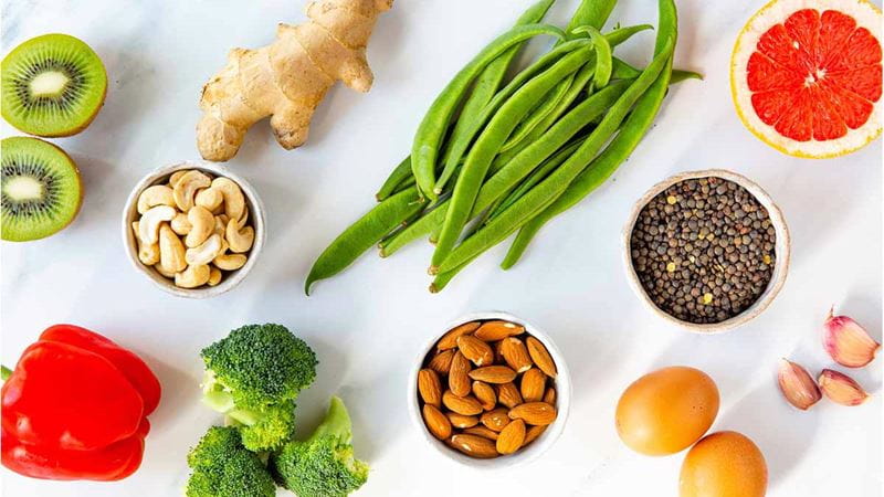 Fruit, vegetables, nuts and seeds