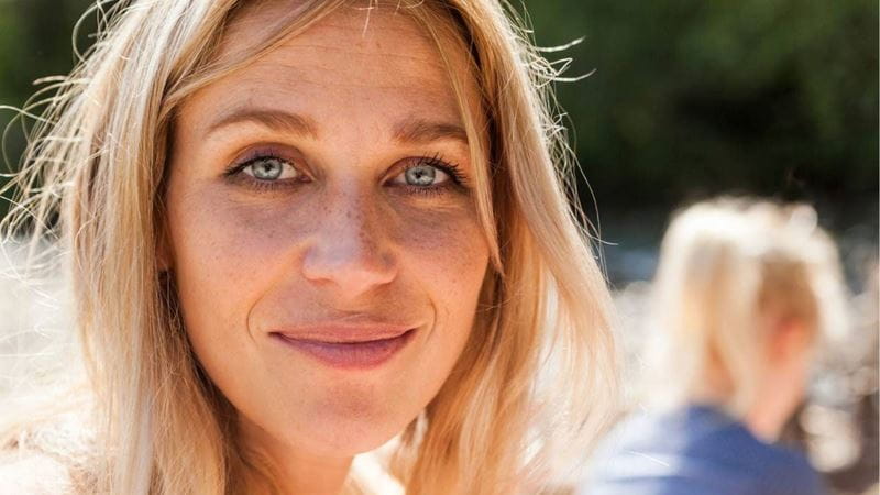 Woman with blue eyes