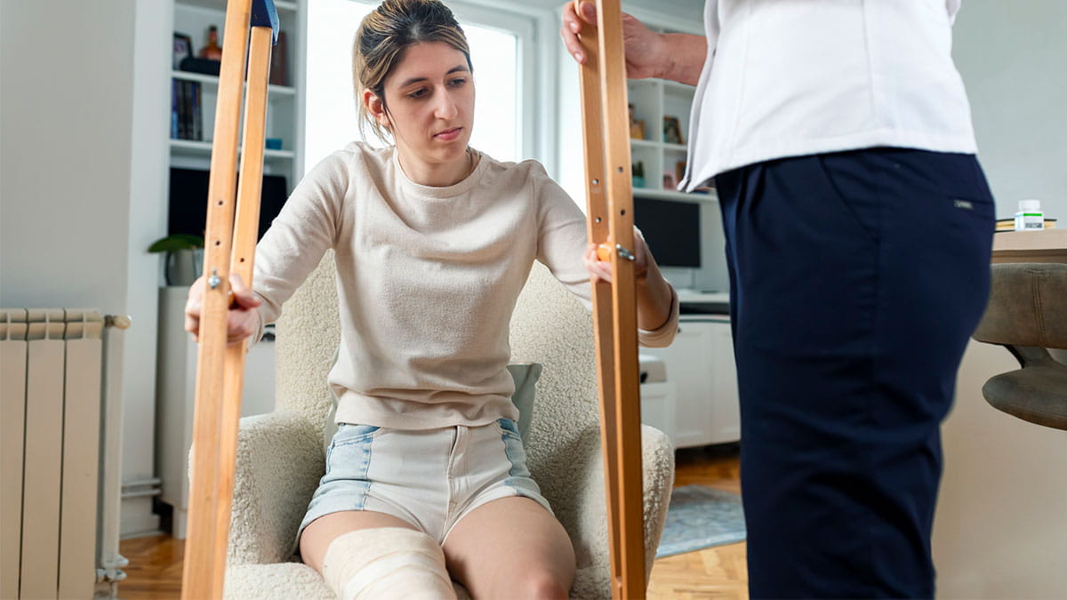 Woman going through Rehabilitation and physical therapy after surgery.