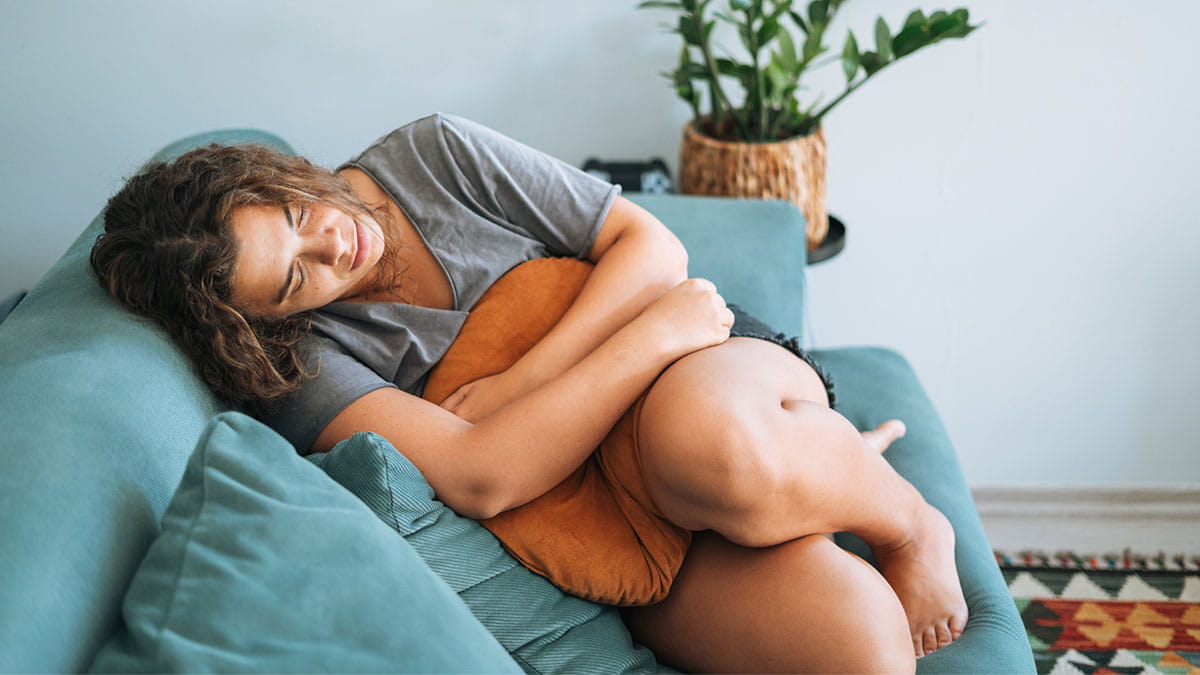 Woman with stomach pain