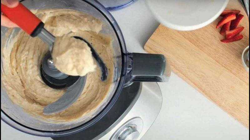 Healthy ice cream in a food processor