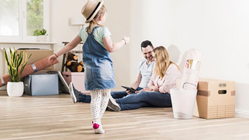 Family in a new home