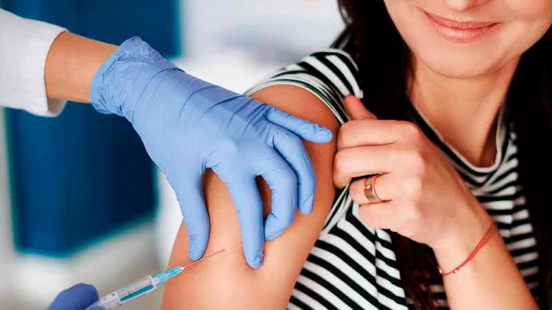 Woman getting a flu shot