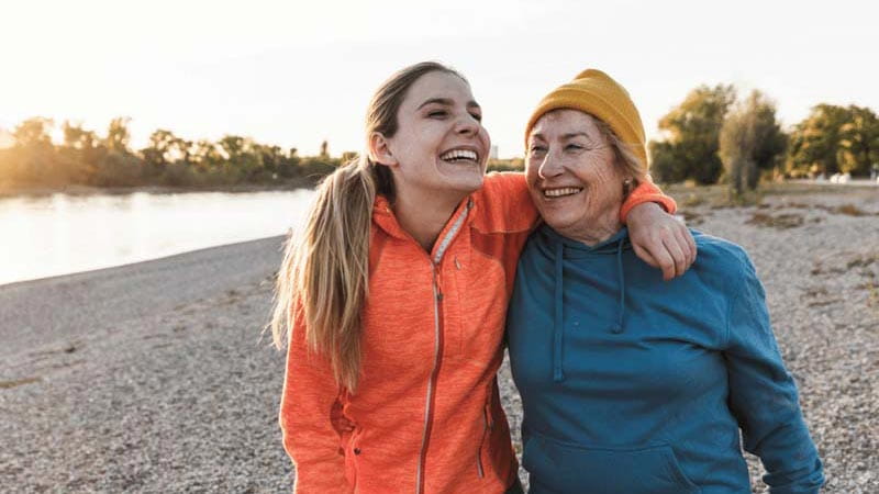 Mother and daughter on beach