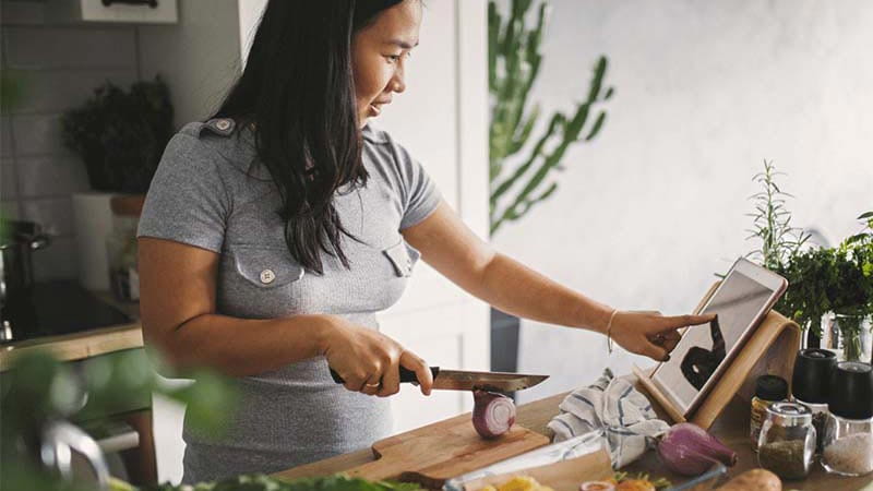 Woman making healthy food