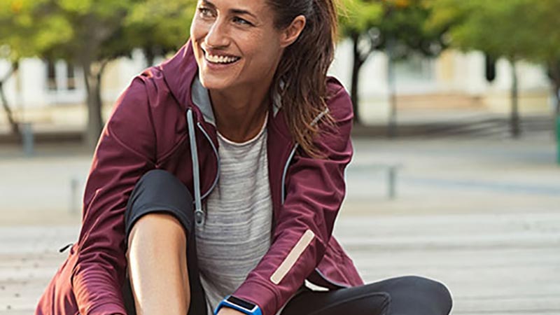 Woman getting ready to go on jog
