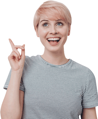 Woman pointing up