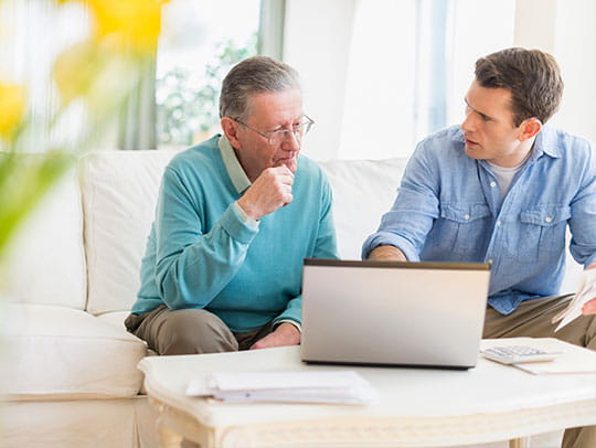 Older man on computer