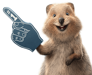 Quokka with a #1 sign