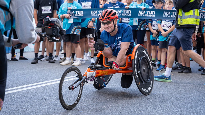 HBF Run for a Reason participant in racing chair