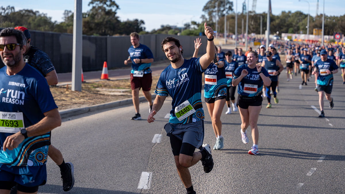 HBF Run for a Reason participant giving a thumbs up