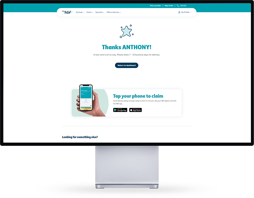 Order a new card success page