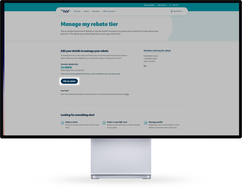 Manage my rebate tier page