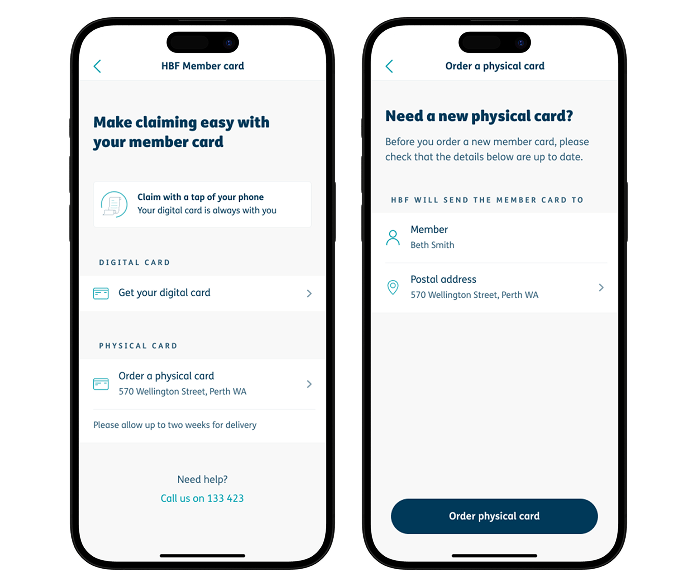 HBF member card page
