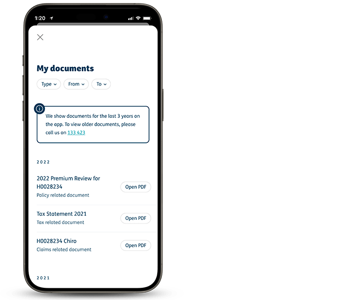 My documents app page