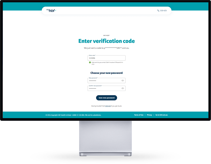 Enter the verification code page