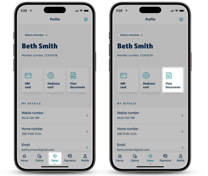 Cover and view documents buttons