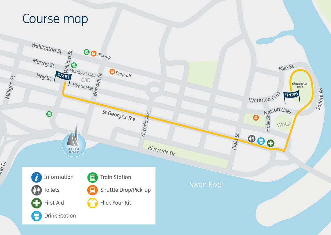 HBF Run for a Reason 2025 CommBank 3km course map