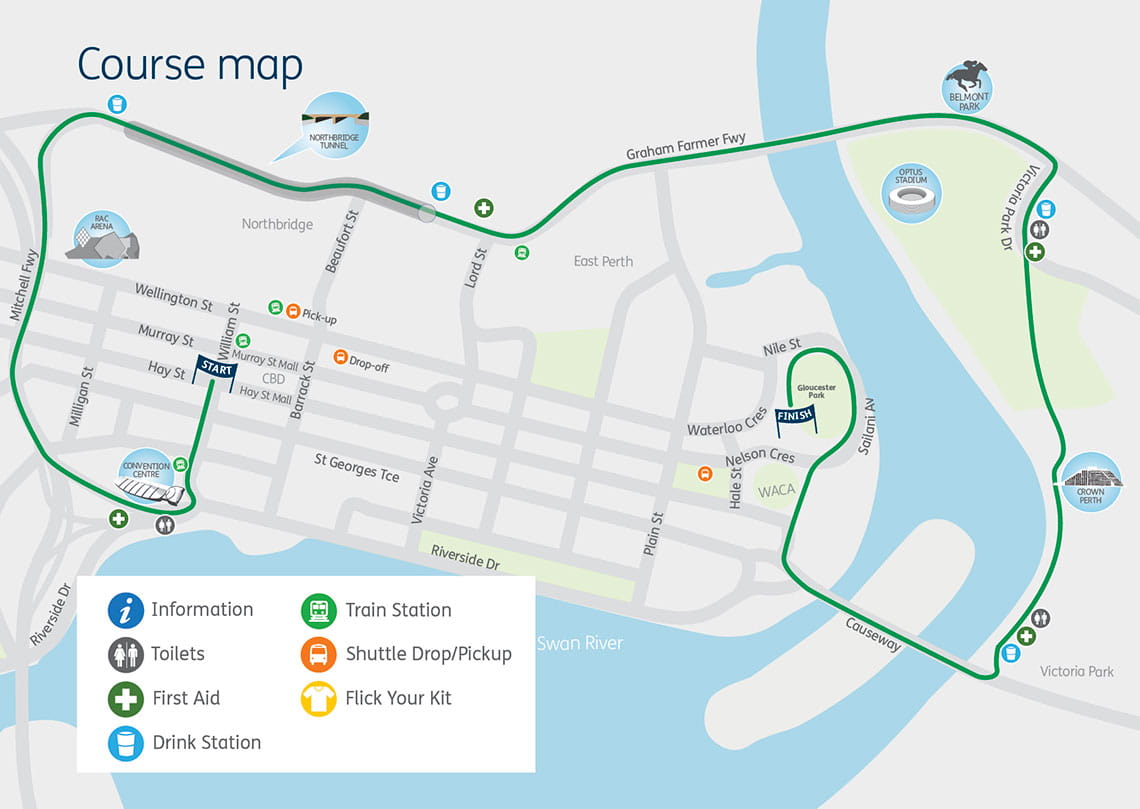 HBF Run for a Reason 2025 Specsavers 12km course map
