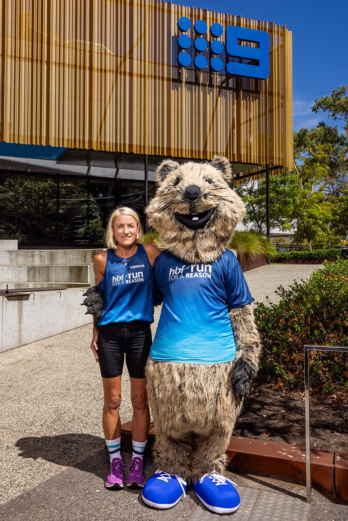 Channel 9 personalities wearing 2025 Run for a Reason t-shirt
